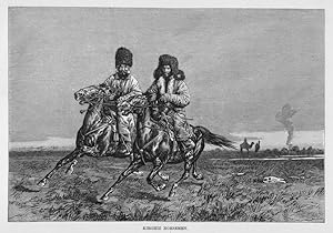 Kirghiz Horsemen in Kyrgyzstan and Central Asia,Antique Historical Print