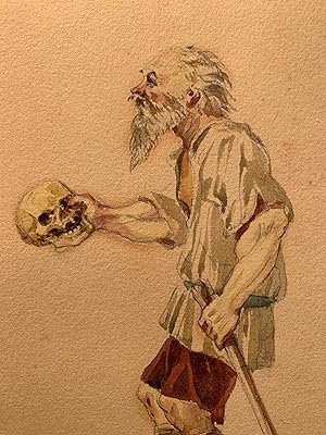 [Shakespeare] 2 Original Watercolor Studies Attributed to Sir John Gilbert "Grave-Digger" and "Ho...