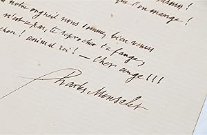 Sonnet autographe signé intitulé "Le sonnet du cochon" et dédié à un ami prénommé Thibaut