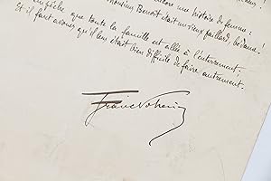 Poème autographe signé intitulé "La complainte de Monsieur Benoît" et dédié à Coquelin Cadet
