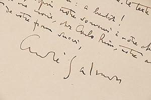 Lettre autographe signée adressée à son ami Carlo Rim à propos du succès du film intitulé Hercule...