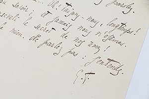Poème inédit, quatrain en alexandrin autographe signé et intitulé "Silencieux"