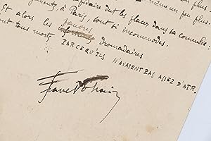 Poème autographe signé intitulé "Quelques chameaux" et dédié à Paul Verlaine