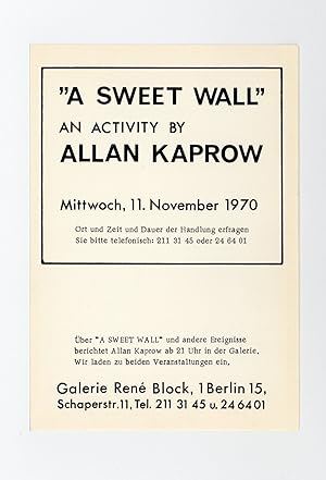 Exhibition announcement: "A Sweet Wall": An Activity by Allan Kaprow (11 November 1970)