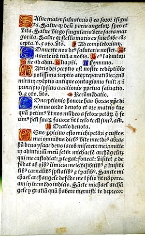Book of Hours (Leaf, printed on vellum and hand illuminated)