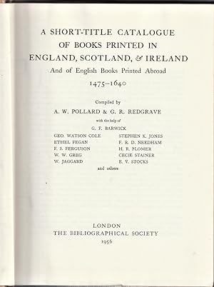 A Short-Title Catalogue of Books. 1475 - 1640.