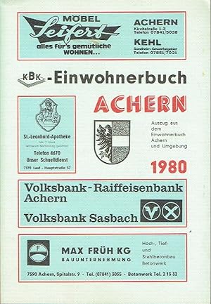 Einwohnerbuch Große Kreisstadt Achern 1980 Auszug aus dem Einwohnerbuch Achern und Umgebung