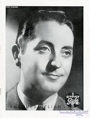 "Jacques HÉLIAN" Programme original 1953 (Photo VANDAMME) avec au même programme Achille ZAVATTA