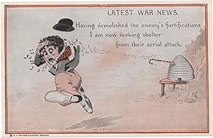 Charlie Chaplin Latest War News WW1 Air Raid Military Old Comic Postcard