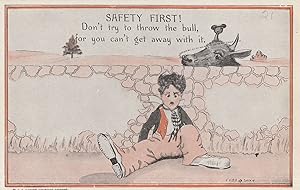 Charlie Chaplin Cobb Shinn Bull Disaster Comic Rare Old Postcard