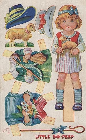 Nursery Rhymes Dressing Dolls Antique Tucks Little Bo Peep Postcard