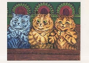 Louis Wain A Mixed Reaction Cat Stunning Rare Repro Cats Postcard