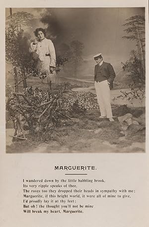 Marguerite Song Card Sailor Romance Real Photo Poem Old Postcard