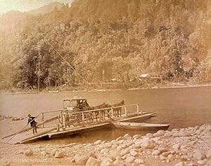 Ferry on South Island river with horse and carriage