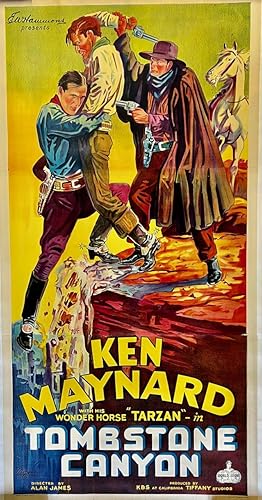"TOMBSTONE CANYON" ORIGINAL 3-SHEET MOVIE POSTER 1932 LINEN-BACKED