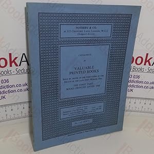 Catalogue of Valuable Printed Books (Auction Catalogue, Sotheby's, London, 17-18 Oct 1974)