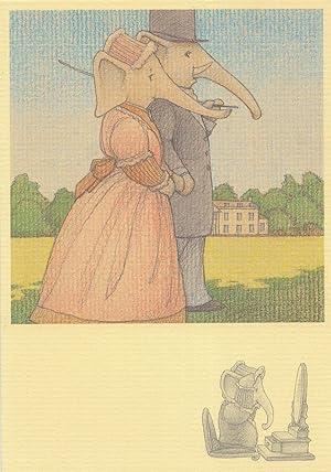 Upper Class Elephants Marriage Wedding Never Forget Postcard