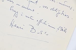 Lettre autographe signée adressée à ses amis Raillard à propos du baptême de leur fils et dont l'...