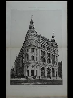 ENCYCLOPEDIE D'ARCHITECTURE n°1 à 5 1885 - GRANDS MAGASINS PRINTEMPS HAUSSMANN PARIS, SEDILLE