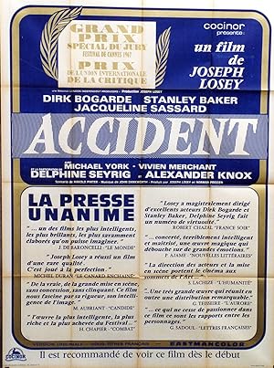 "ACCIDENT" Réalisé par Joseph LOSEY en 1967 avec Dick BOGARDE, Stanley BAKER, Jacqueline SASSARD ...