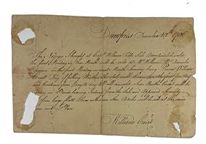 William Carr advises that the slaves he bought at Capt. William Tebbs sale with be offered for sa...