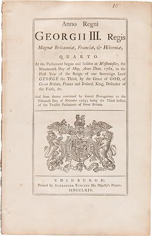 [A COLLECTION OF UNRECORDED EDINBURGH PRINTINGS OF FIVE BRITISH PARLIAMENTARY ACTS RELATING TO TH...