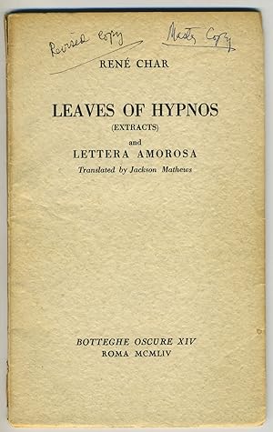 Leaves of Hypnos (Extracts) and Lettera Amorosa