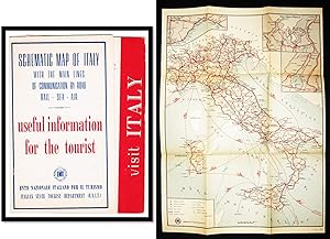 Schematic Map of Italy with the Main Lines of Communication by Road, Rail, Sea, Air with Useful I...