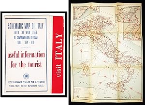 Schematic Map of Italy with the Main Lines of Communication by Road, Rail, Sea, Air with Useful I...