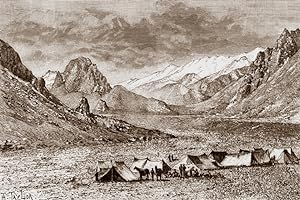 The Upper Karakash Valley in the Xinjiang Uyghur Region of western China ,Antique Print