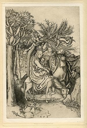 Amand Durand. Heliograbado. The flight at Egypt. copia de Martin Schongauer.