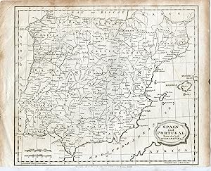Mapa de España y Portugal grabado por William Guthrie en 1793.