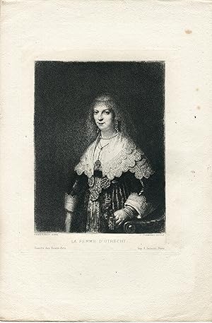 La Femme d'Utrech grabado por L. Flameng de una obra de Rembrandt.