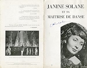 "Janine SOLANE et sa MAITRISE de DANSE" Programme original dédicacé 1947 (complet 12 pages)