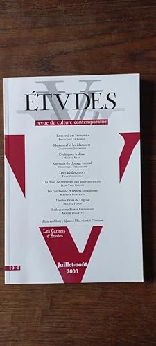 etvdes revue de culture contemporaine Les Carnets d'etvdesjuillet août 2003