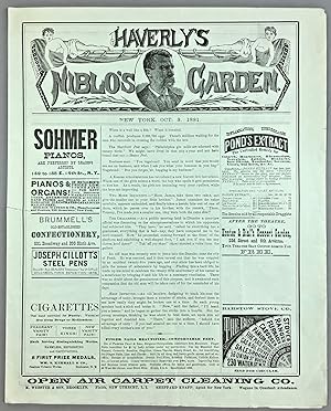 Oct. 3, 1881 HAVERLY'S NIBLO'S GARDENS Theatre Program "MICHAEL STROGOFF"