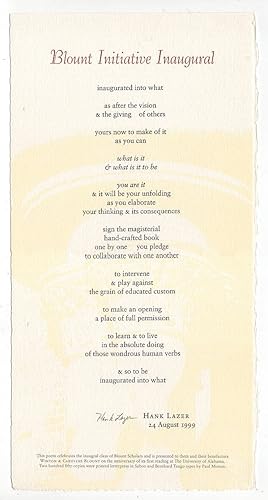 Blount Initiative Inaugural [Broadside]