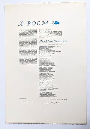 1980 LAURA RIDING JACKSON - POETRY BROADSIDE Her First POEM in 40 Years Limited Edition "Presenta...
