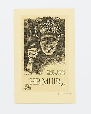 An etched bookplate designed for Harry Muir, signed by the artist