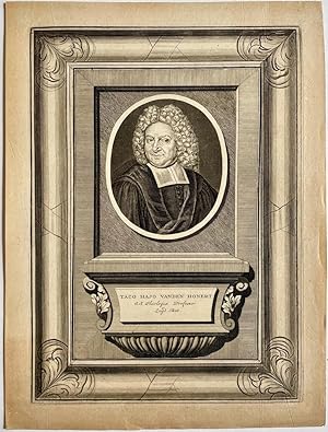 Antique portrait print I Theologian Taco Hajo van den Honert, published ca. 1715-1716, 1 p.