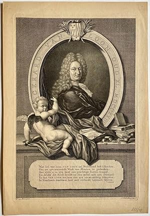 Antique portrait print | Numismatist and writer Gerard van Loon (1683-1758), published 1723, 1 p.