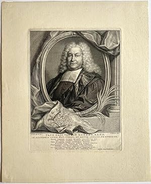 Antique portrait print I Theologian Taco Hajo van den Honert, published ca. 1736/40, 1 p.