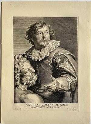 Antique portrait print I Sculptor Andries Colijns de Nole, published ca. 1645, 1 p.
