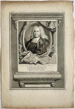 Antique portrait print I Theologian Taco Hajo van den Honert, published ca. 1736/55, 1 p.