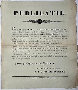 Publication throwing game of quail 1830 | Publicatie Noord-Braband (.) werspel / werspel van kwar...