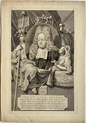 Antique portrait print VOC I Dutch mayor Jan Trip, published ca. 1720, 1 p.