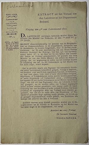 Publication Brabant 1810 | Extract uit het verbaal van den landdrost Braband, 1810, divisie finan...