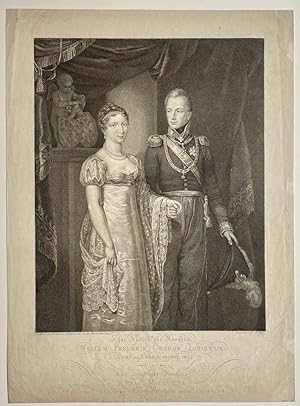 Antique portrait print, Dutch Royals I Portrait of Anna Paulowna Romanowa and Willem Frederik Geo...