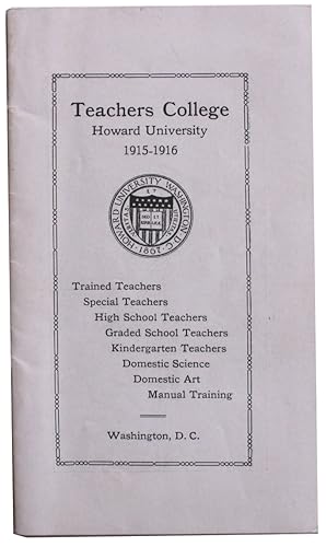 Teachers College. Howard University. 1915-1916 [Cover title]