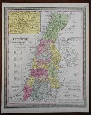 Holy Land Israel Palestine 12 Tribes Jerusalem Dead Sea 1850 Cowperthwait map